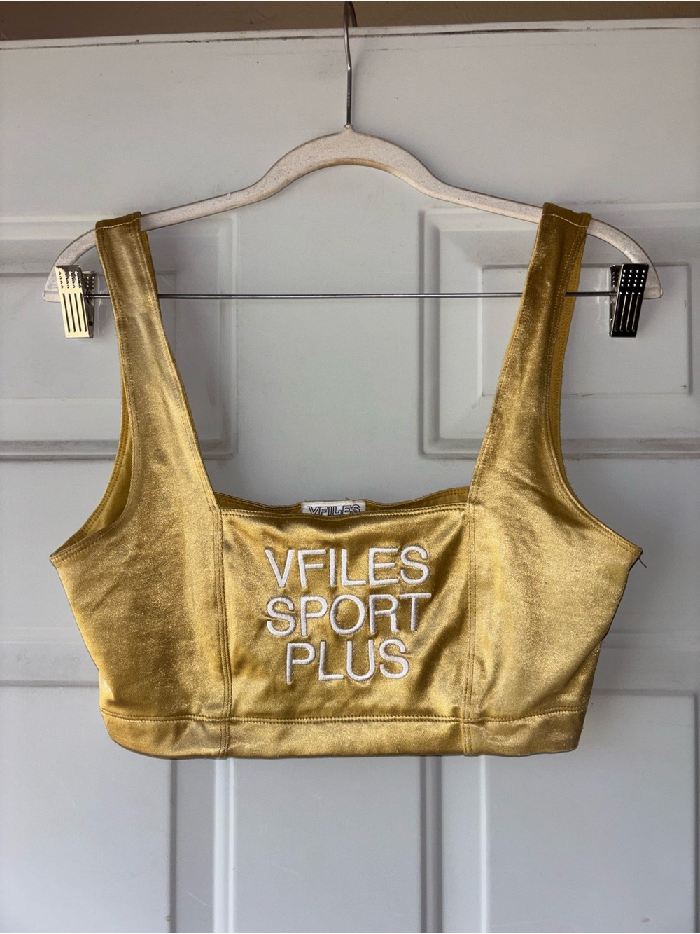 VFiles Sport Plus Y2K gold crop tank size L